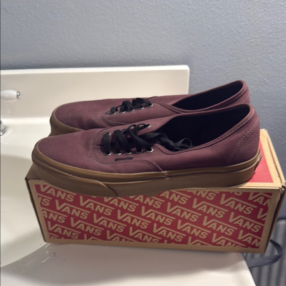 Vans Maroon Canvas Shoes with Gum Soles - Picture 2 of 3